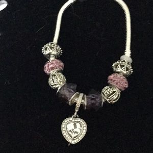 Sterling silver European charm bracelet
